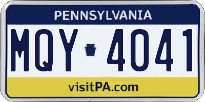 PA license plate MQY4041