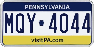 PA license plate MQY4044