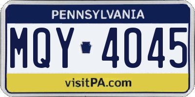 PA license plate MQY4045