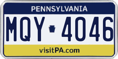 PA license plate MQY4046