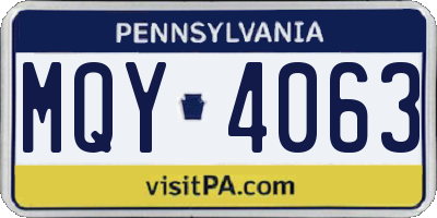 PA license plate MQY4063