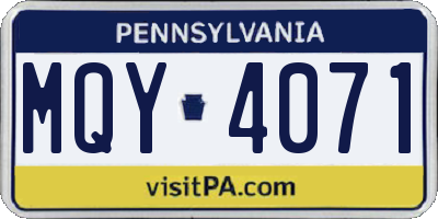 PA license plate MQY4071