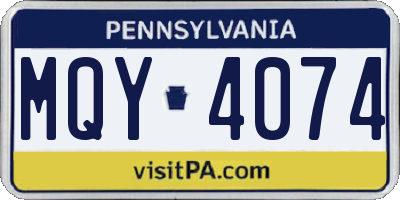 PA license plate MQY4074