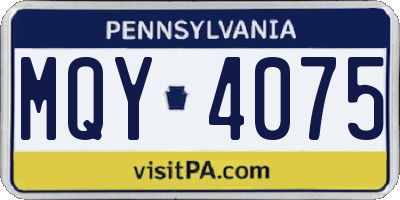 PA license plate MQY4075