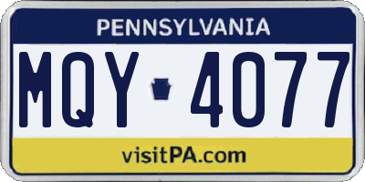 PA license plate MQY4077