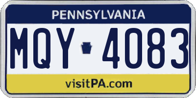 PA license plate MQY4083