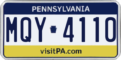 PA license plate MQY4110
