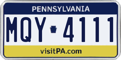 PA license plate MQY4111