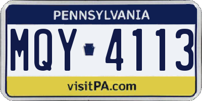 PA license plate MQY4113