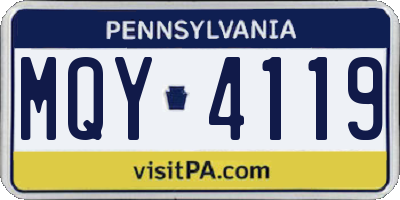 PA license plate MQY4119