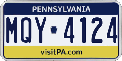 PA license plate MQY4124