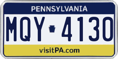 PA license plate MQY4130