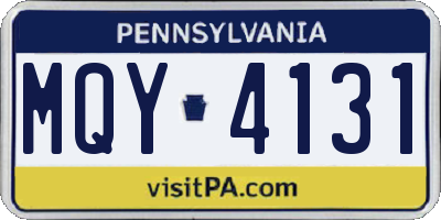 PA license plate MQY4131