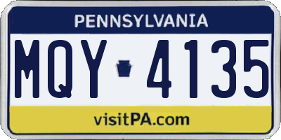 PA license plate MQY4135