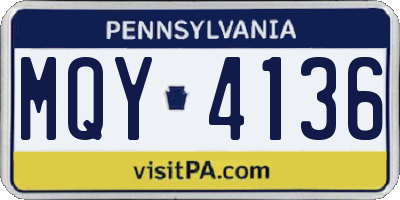 PA license plate MQY4136