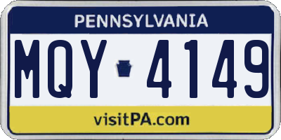 PA license plate MQY4149