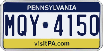 PA license plate MQY4150