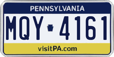 PA license plate MQY4161