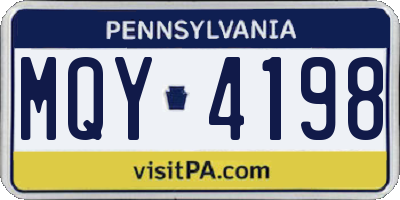 PA license plate MQY4198