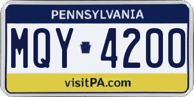 PA license plate MQY4200
