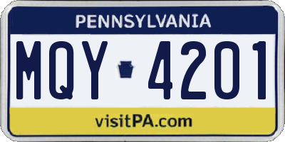 PA license plate MQY4201