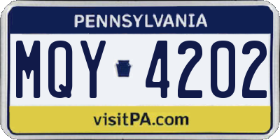 PA license plate MQY4202