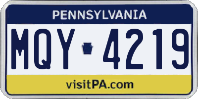 PA license plate MQY4219