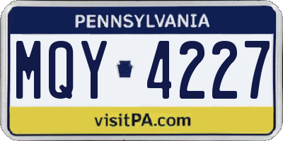 PA license plate MQY4227