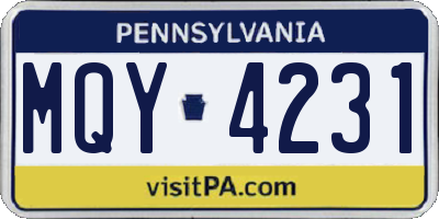 PA license plate MQY4231