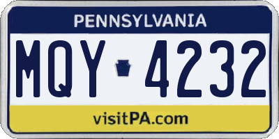 PA license plate MQY4232