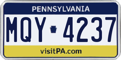 PA license plate MQY4237