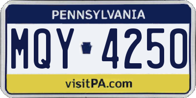 PA license plate MQY4250