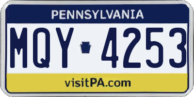PA license plate MQY4253