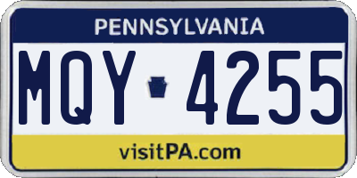 PA license plate MQY4255