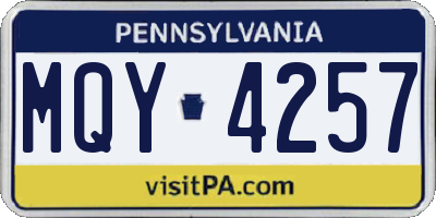 PA license plate MQY4257