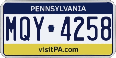 PA license plate MQY4258