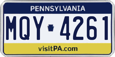 PA license plate MQY4261