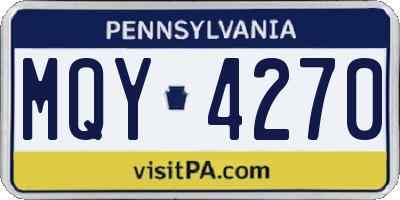 PA license plate MQY4270