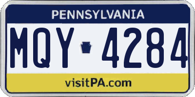 PA license plate MQY4284