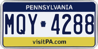 PA license plate MQY4288
