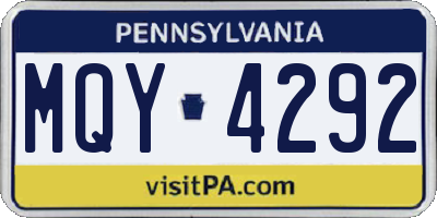 PA license plate MQY4292
