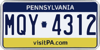 PA license plate MQY4312