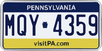 PA license plate MQY4359