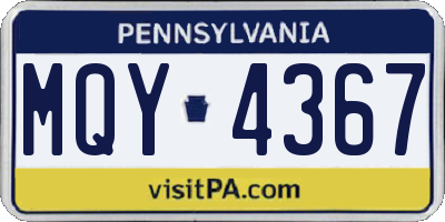 PA license plate MQY4367
