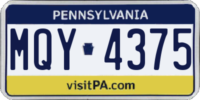 PA license plate MQY4375