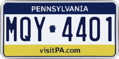 PA license plate MQY4401
