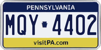 PA license plate MQY4402