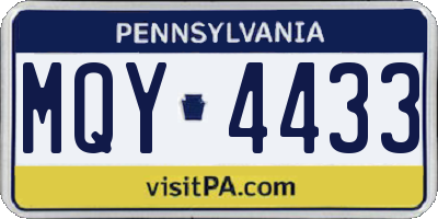 PA license plate MQY4433