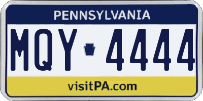 PA license plate MQY4444