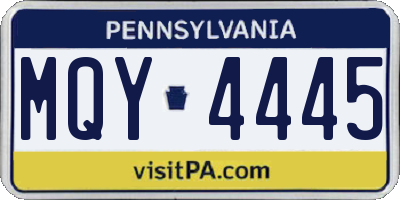 PA license plate MQY4445